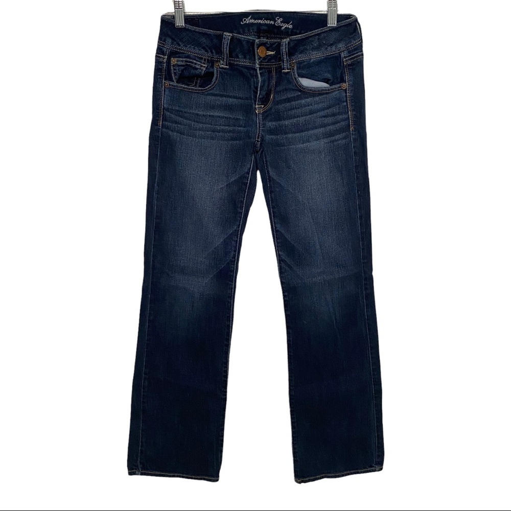 American Eagle Outfitters low rise dark wash slim boot cut jeans size 4
